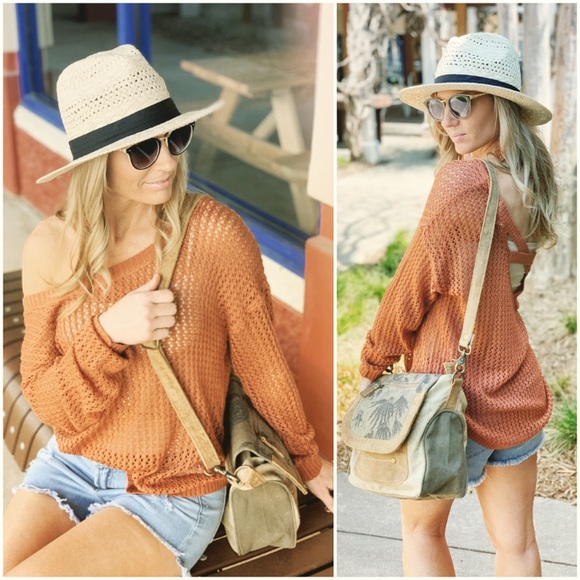 Infinity Raine Tops - ✨RESTOCKED✨Rust Open Knit Spring Sweater